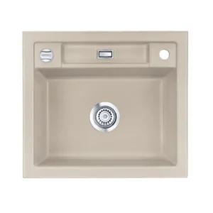 SYSTEMCERAM Einbauspüle Bela 57 F Fango 23 inkl. Excenterbetätigung, für 60 cm Schrankbreite, Spüle zum flächenbündigen Einbau, inkl. 4 x Eckradien R 10 Auflage keine Beckenlage 55160223