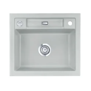 SYSTEMCERAM Einbauspüle Bela 57 F Titan 78 inkl. Excenterbetätigung, für 60 cm Schrankbreite, Spüle zum flächenbündigen Einbau, inkl. 4 x Eckradien R 10 Auflage keine Beckenlage 55160278