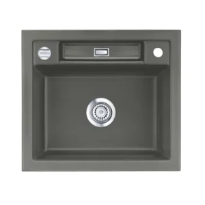SYSTEMCERAM Einbauspüle Bela 57 Lava 80 inkl. Excenterbetätigung, für 60 cm Schrankbreite, Einbauspüle Auflage keine Beckenlage 50160280