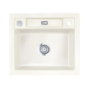 SYSTEMCERAM Einbauspüle Bela 57 Magnolie 10 inkl. Handbetätigung, für 60 cm Schrankbreite, Einbauspüle Auflage keine Beckenlage 50160110