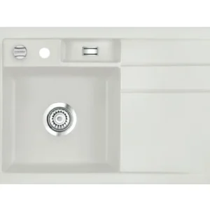 SYSTEMCERAM Einbauspüle Bela 78 Be. li. Alu 76 inkl. Handbetätigung, für 45 cm Schrankbreite, Einbauspüle Auflage Becken links 50190176