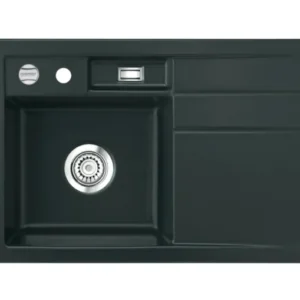 SYSTEMCERAM Einbauspüle Bela 78 Be. li. Eibe 56 inkl. Excenterbetätigung, für 45 cm Schrankbreite, Einbauspüle Auflage Becken links 50190256