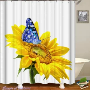 Blue Against Yellow Sunflower shower curtain