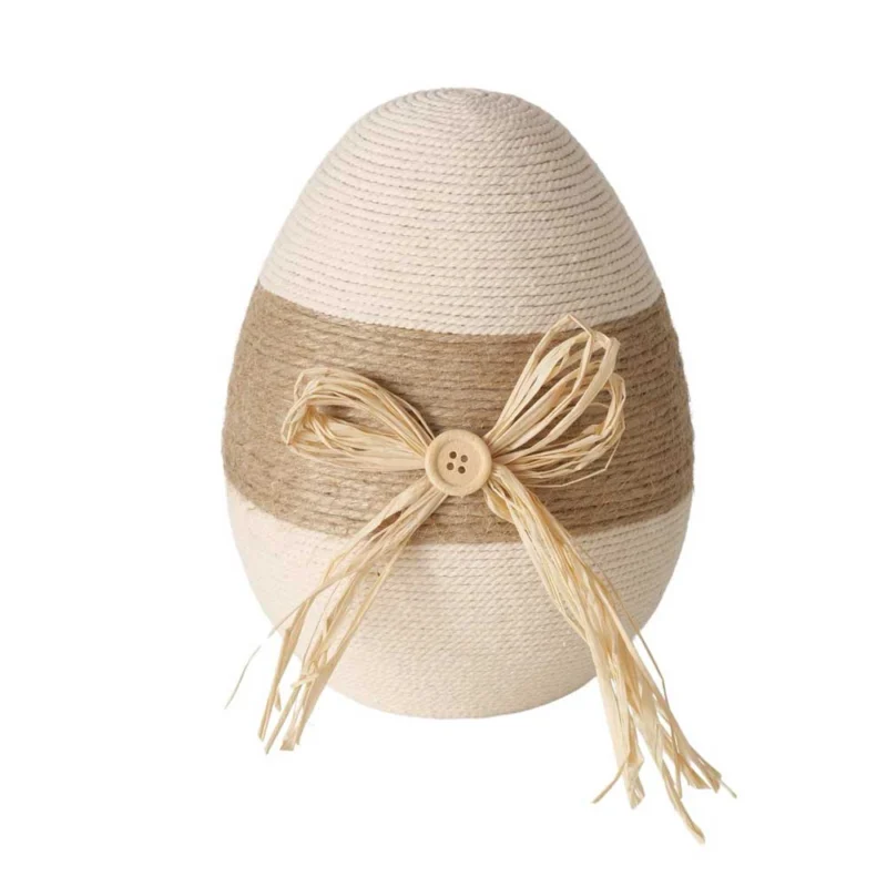 Boltze - Deko Ei im Naturlook mit Jute & Bast