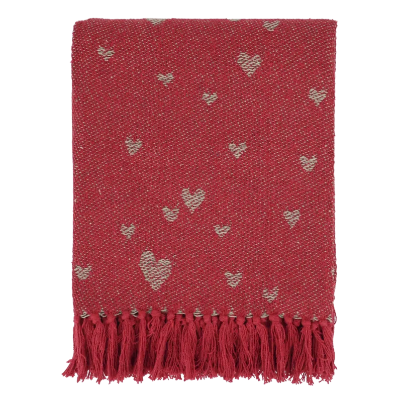 Chic Antique - Plaid Aix mit Herzen 150 x 130 cm cherry