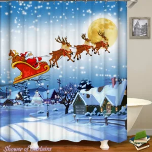 Christmas Shower Curtains Feature Classic Christmas Scene