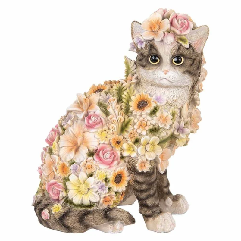 Clayre & Eef - Blumenkatze Dekofigur mit Blumen