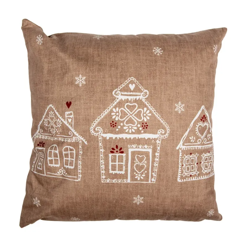 Clayre & Eef - Kissenhülle mit Lebkuchenhaus 45×45 cm