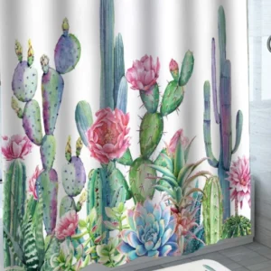 Colorful Floral Cactus Shower Curtain