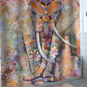 Colorful Shower Curtains Indian Elephant Art Painting
