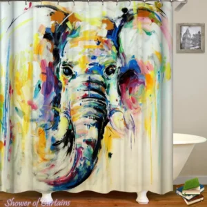 Colorful Painting Elephant shower curtain