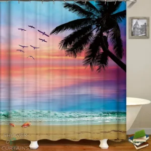 Colorful Sky Beach Shower Curtain