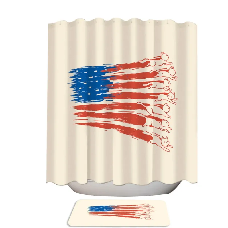 Cool American Flag Cats Shower Curtain