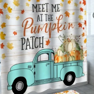 Cool Autumn Shower Curtain Truck Meet me at the Pumpkin Patch