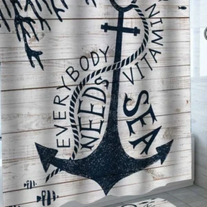 Cool Nautical Shower Curtains Quote Wooden Deck Anchor