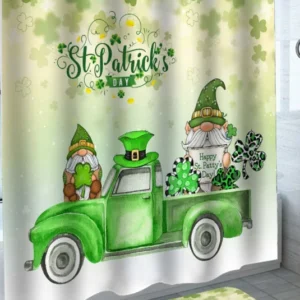 Cool Shower Curtains for St Patricks day Gnome Dwarf on Green Truck