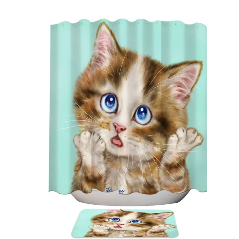 Cute Cats Shower Curtains for Sale Art Wondering Tabby Kitten