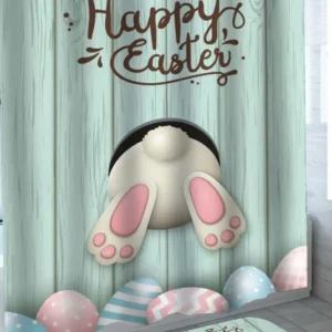 Cute Shower Curtains with Funny Happy Easter Bunny