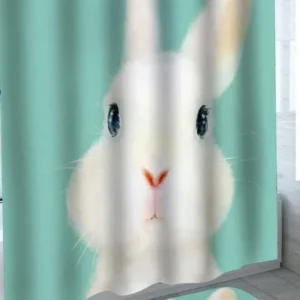 Cute White Bunny Rabbit Shower Curtain