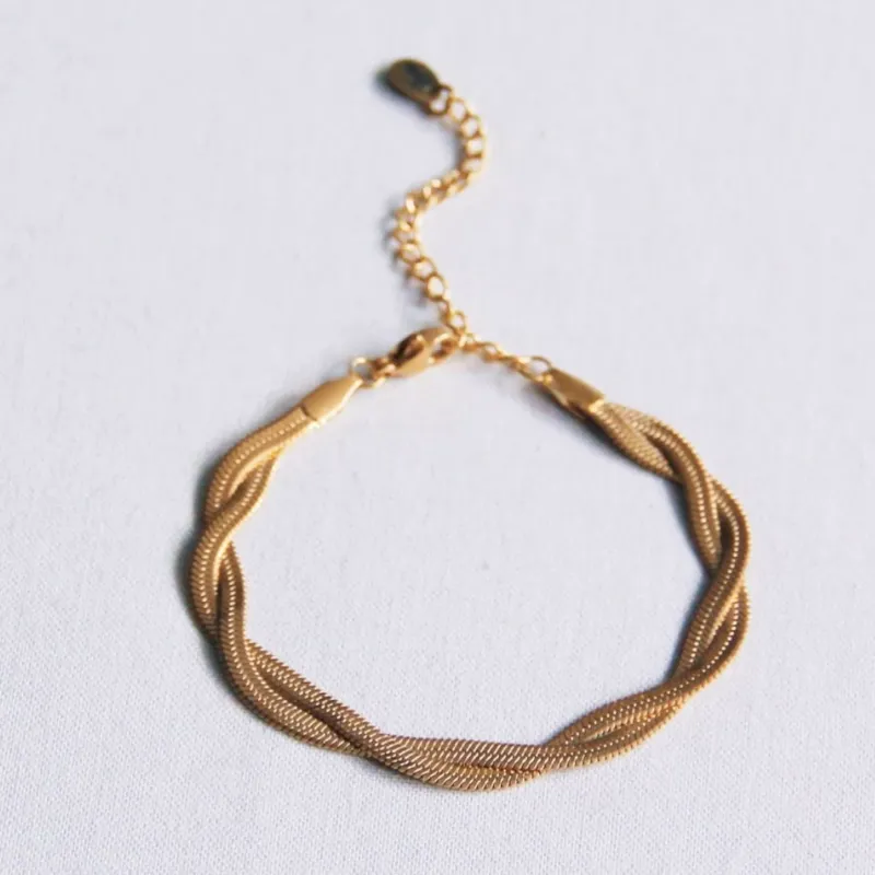 Damen Armband geflochtenes Schlangenarmband gold