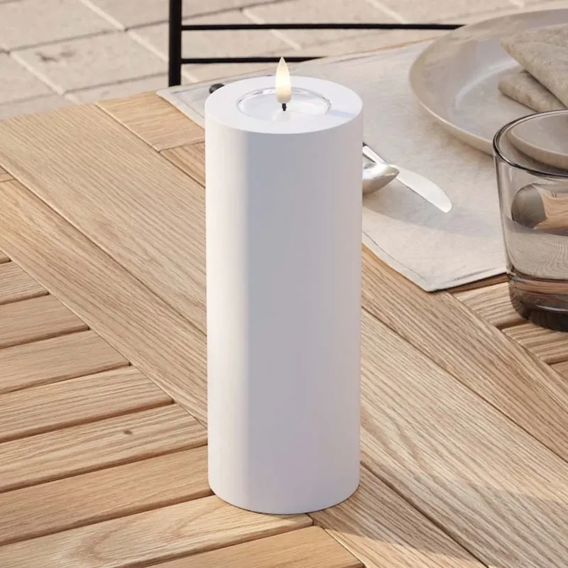 Deluxe Homeart - Outdoor Stumpenkerze LED Weiß (7,5x20cm)