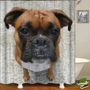 Dog Shower Curtain Cute Young Boxer