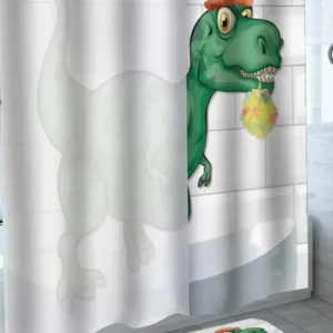 Funny Shower Curtains with T Rex Shower Time