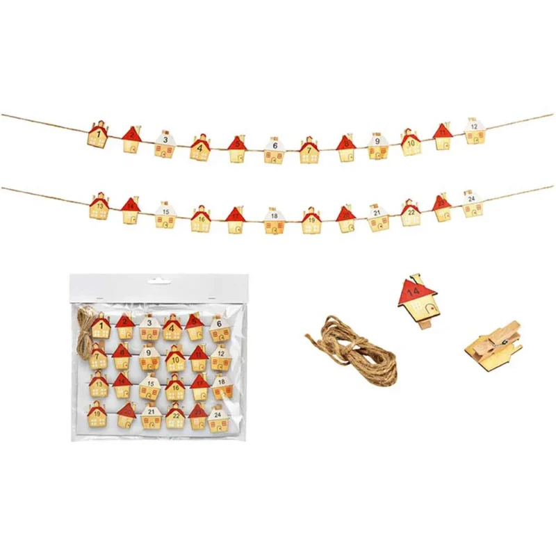 G. Wurm - Adventskalender Klammer Set Holz Haus 24er-Set