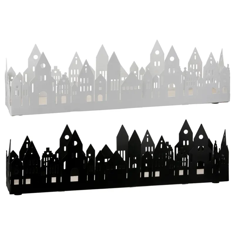 Gilde - Deko-Tablett "Stadtlichter" Hausmotiv schwarz weiß