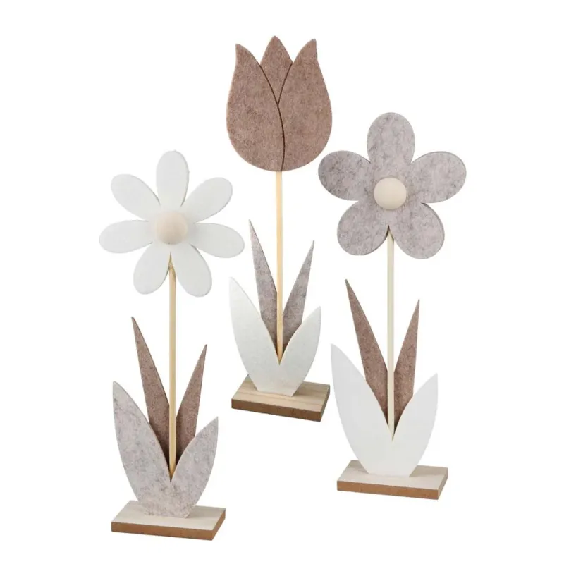 Gilde - Standrelief Blume – Deko aus Filz & Holz