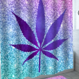 Glittering Background Purple Weed Leaf Shower Curtain
