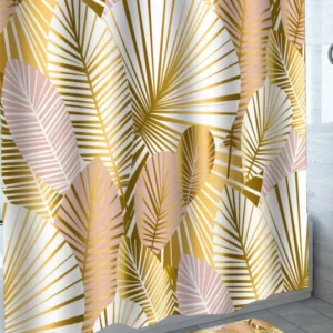 Golden Palm Leaves Shower Curtain