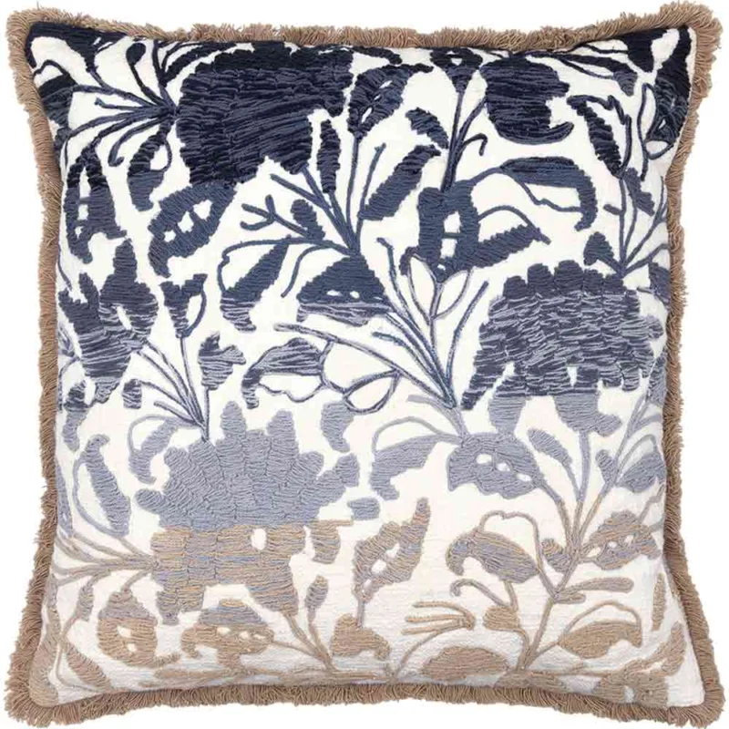 GreenGate - Flower Blue Kissenbezug mit Stickerei 45 x 45 cm