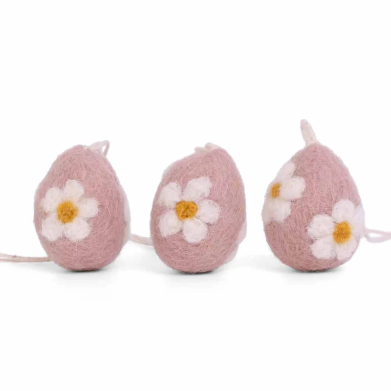 Gry & Sif - Anhänger Eier Blume Filz 3er-Set