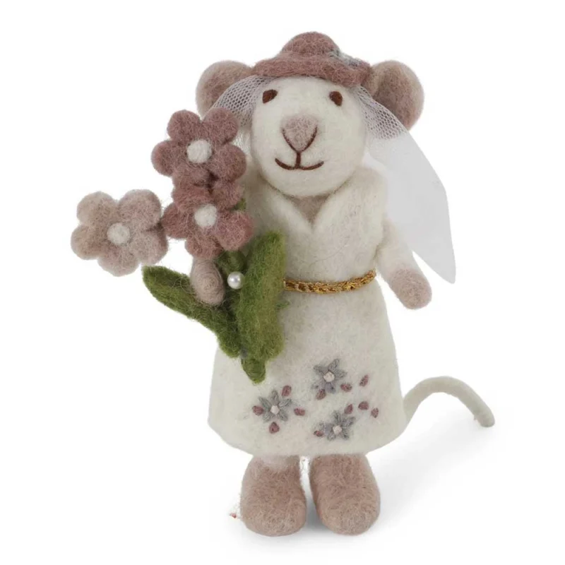 Gry & Sif - Kleine weiße Maus Filz Braut