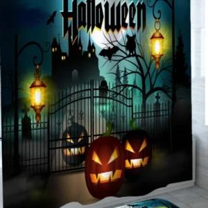 Happy Halloween Shower Curtains Scary Pumpkins Castle
