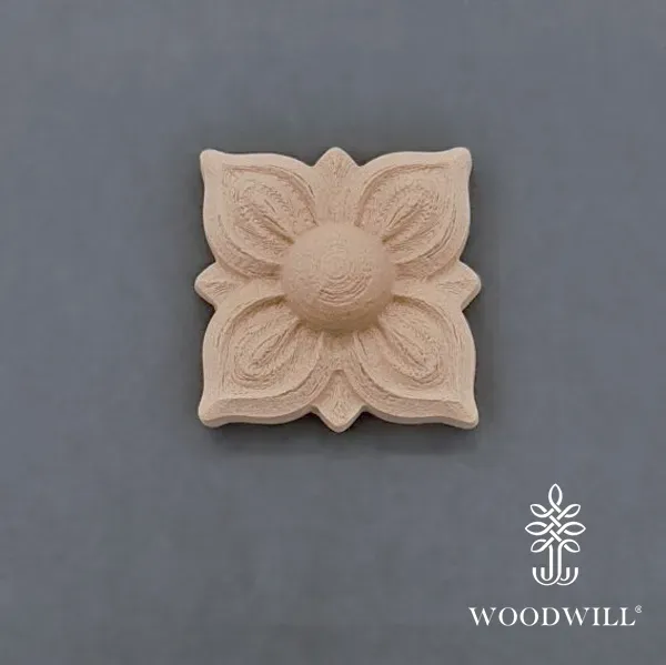 JDL Vintage Paint - Holzgeschnitzte dekorative Kachel Blume