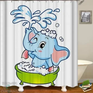 Kids' Shower Curtains of Baby Elephant Cartoon