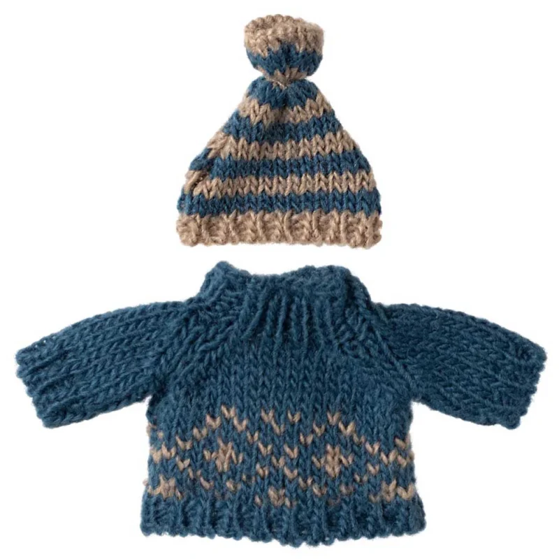 Maileg - Strickpullover und Mütze für Maus Dad