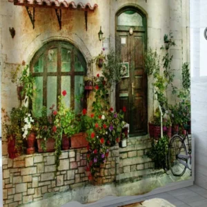 Old Village Street Shower Curtain