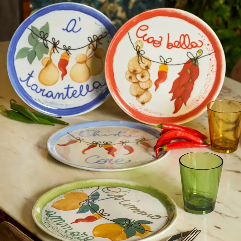 Plato de porcelana para pizza Aumm Rose & Tulipani