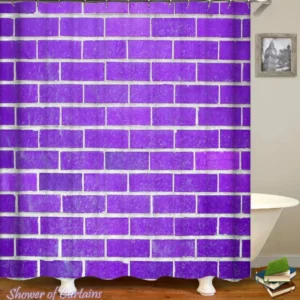 Purple Shower Curtain of Purple Brick Wall
