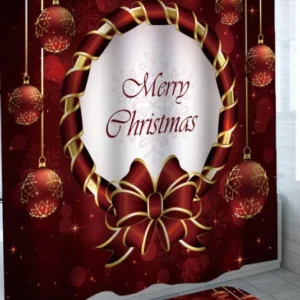 Red Merry Christmas Shower Curtains Ornaments and Baubles