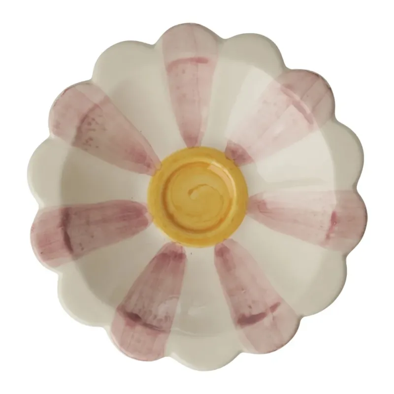 Rice - Kleines Keramik Dipschälchen Handbemalt Streifen Pink