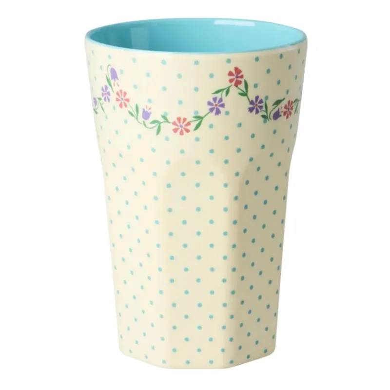 Rice - Latte Becher Melamin Crème Dots and Flowers