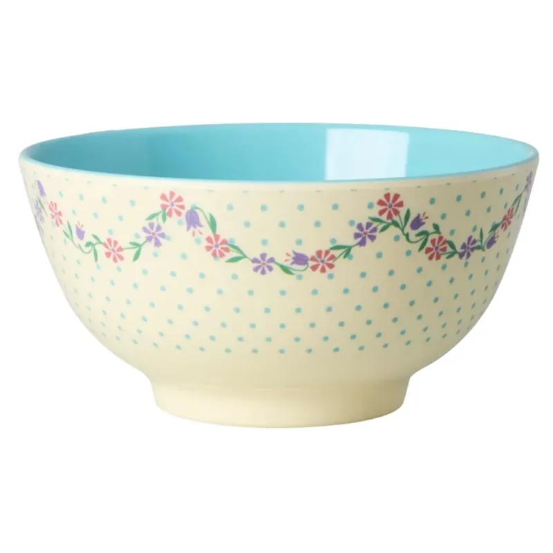 Rice - Schüssel Melamin Medium Crème Dots and Flowers