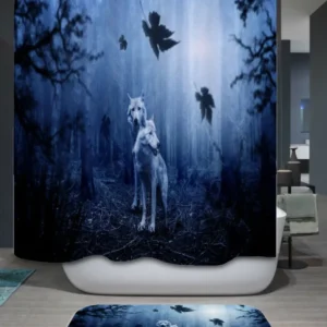 Scary Wolves in Dark Forest Shower Curtain