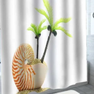 Sea Snail Shell and Coconut Trees Shower Curtain