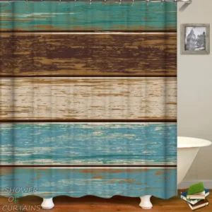 Shabby Chic Wooden Deck Shower Curtain - Nautical Themed Bathroom