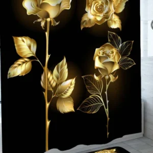Shiny Gold Roses Shower Curtain